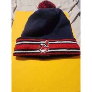 Cleveland Indians NEW ERA Beanie Navy Red MLB Baseball Pom Pom Cuffed Knit